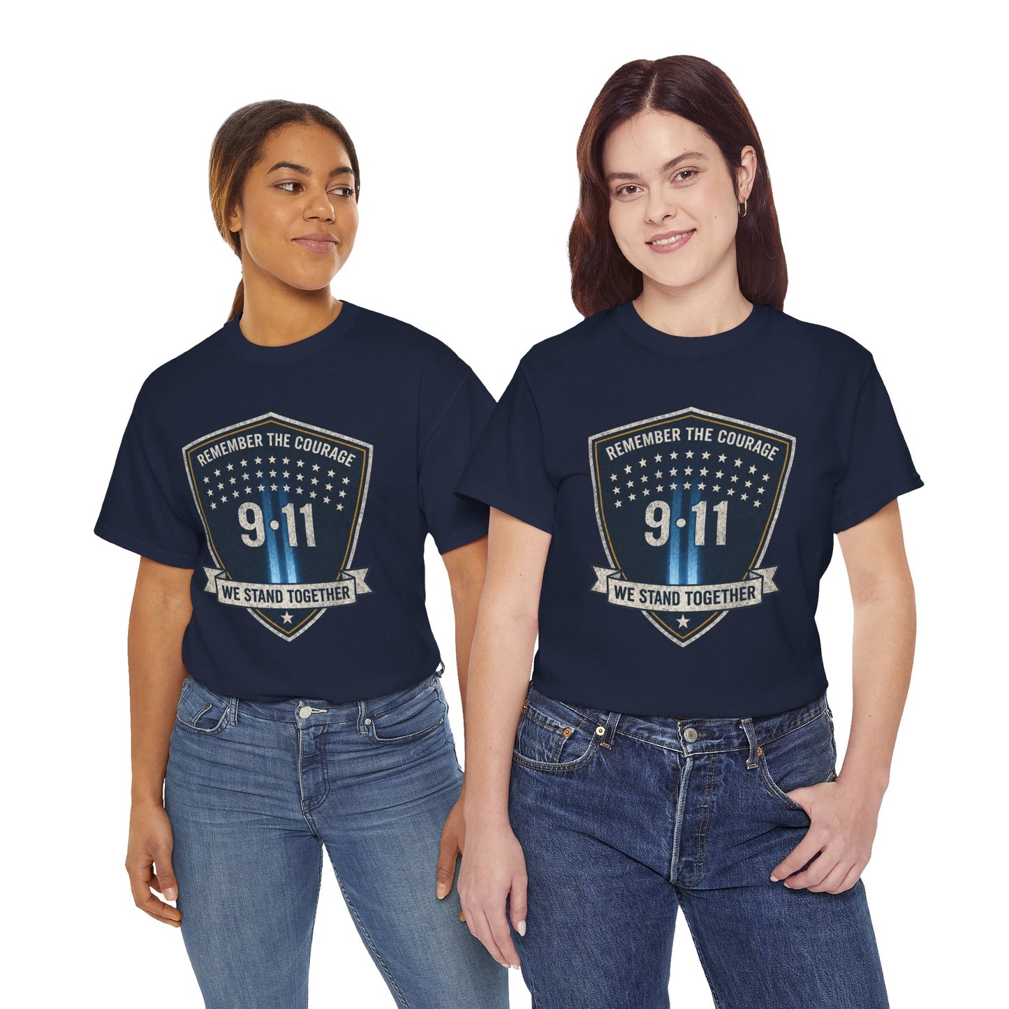 9/11 Remembrance T‑Shirt — "Remember the Courage, We Stand Together"