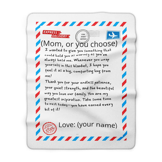 Sherpa Blanket — "Mom, I wanted to give you something" Letter-Style Comfort Throw