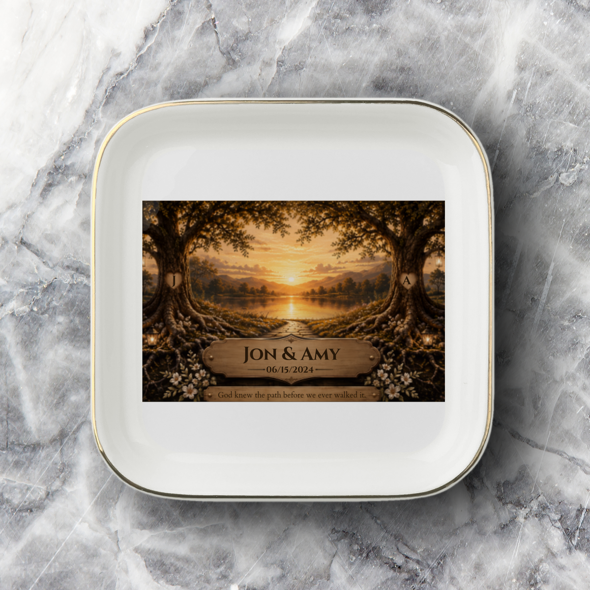 Jewelry Dish – Lakeside Sunset Canvas