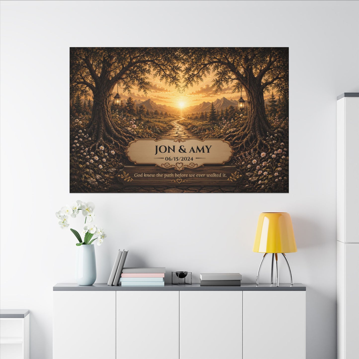 The Path God Wrote for Us | Sunset Golden Path Personalized Canvas