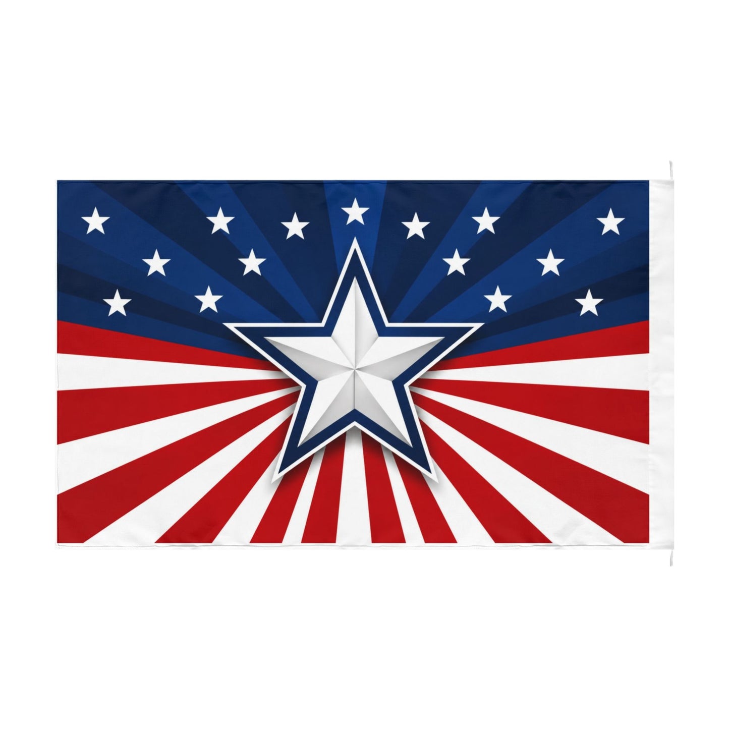 Patriotic Starburst Emblem Double-Sided Flag — Red White Blue Celebration Flag for 4th of July, Memorial Day, Veterans Day