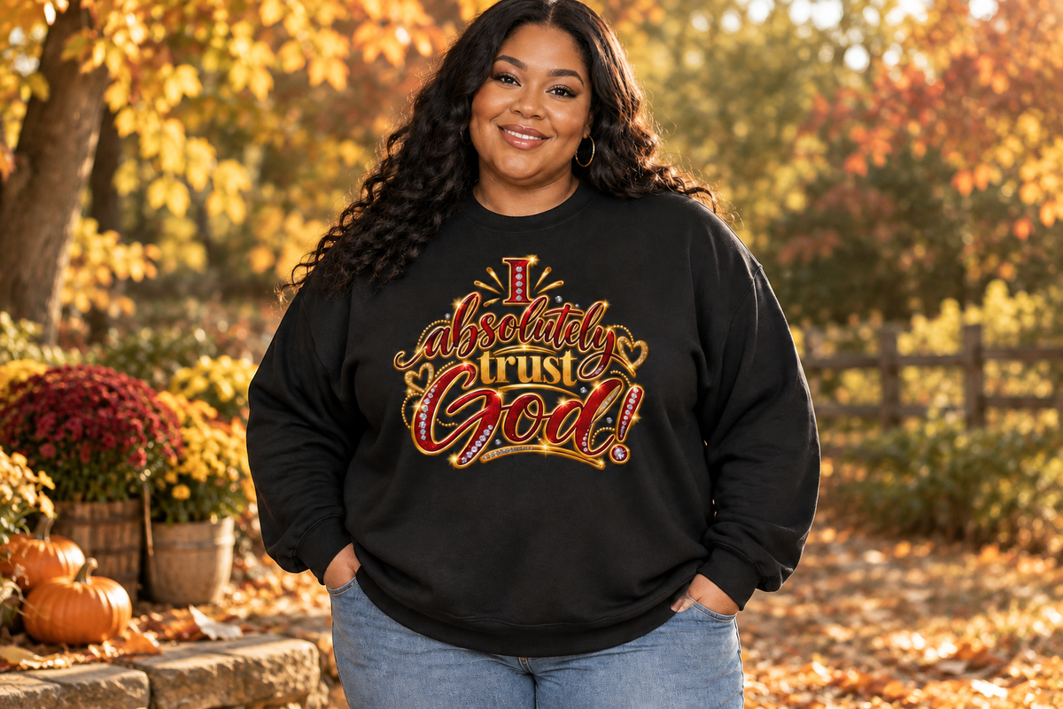 Same model wearing the sweatshirt outdoors