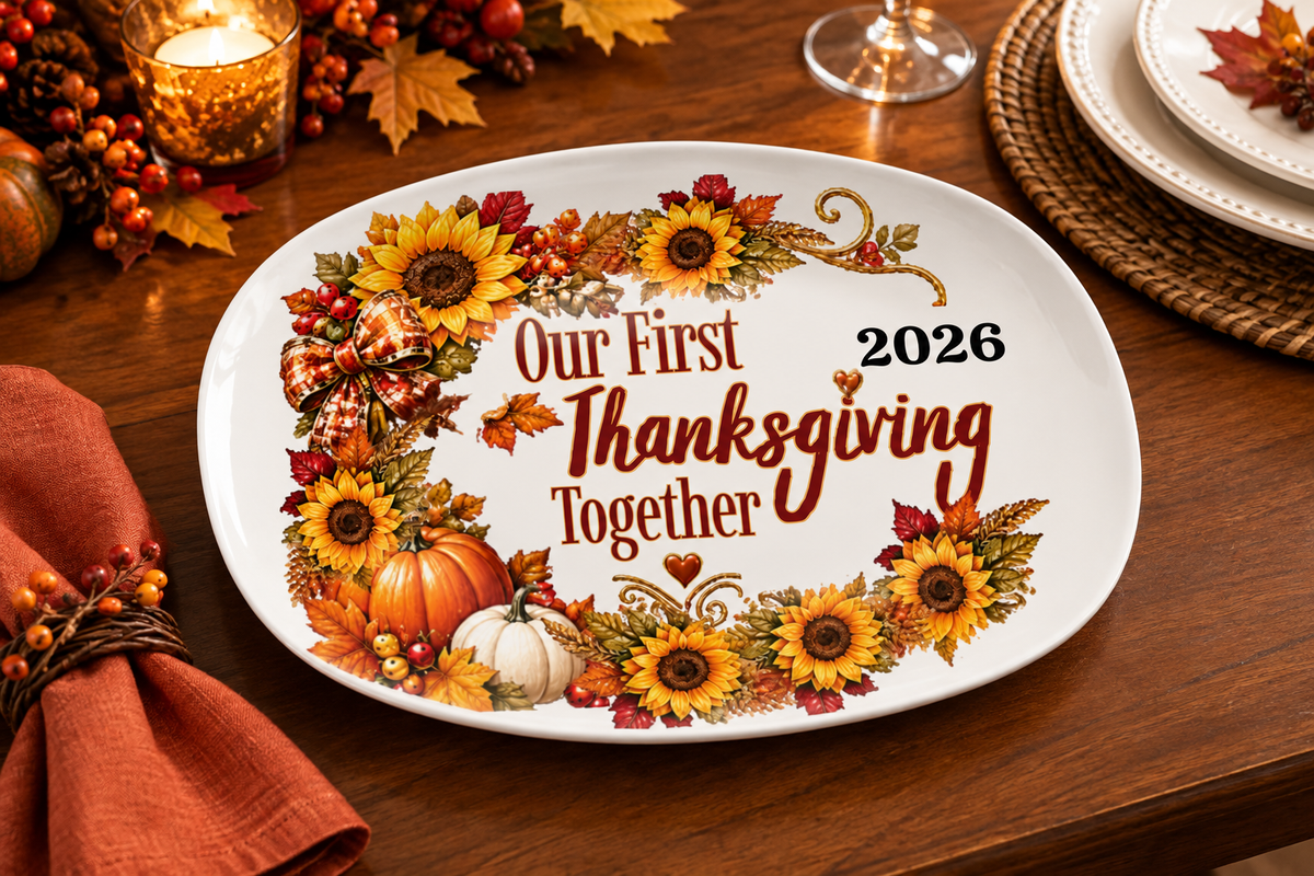 Thanksgiving platter on a dining table
