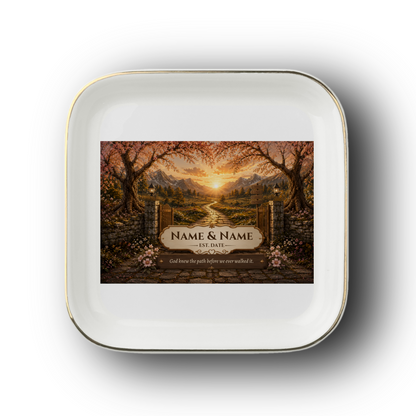 Personalized Jewelry Dish | Golden Path with Gate