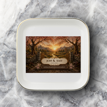 Personalized Jewelry Dish | Golden Path with Gate
