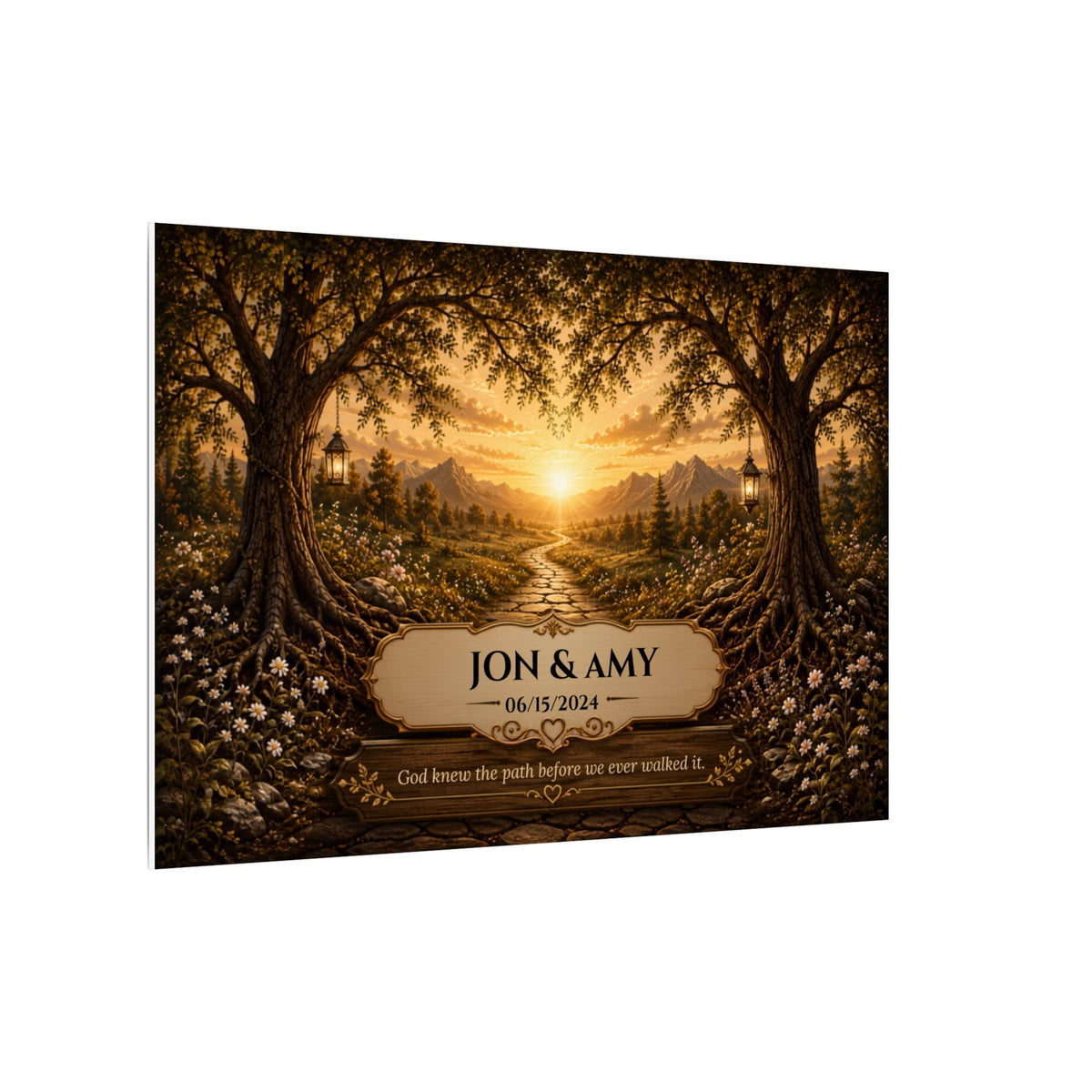 The Path God Wrote for Us | Sunset Golden Path Personalized Canvas