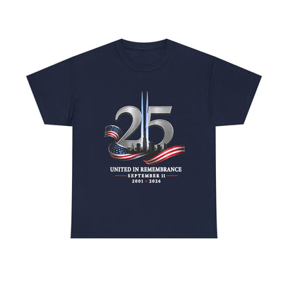 25th Anniversary Patriotic T-Shirt — American Flag Ribbon & Skyline Tee