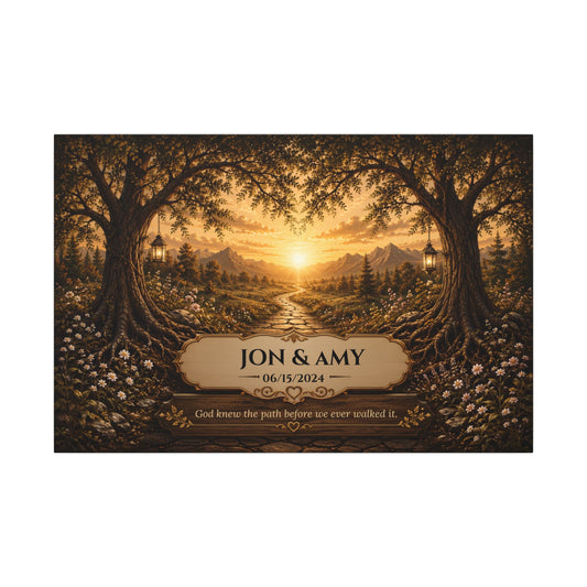 The Path God Wrote for Us | Sunset Golden Path Personalized Canvas