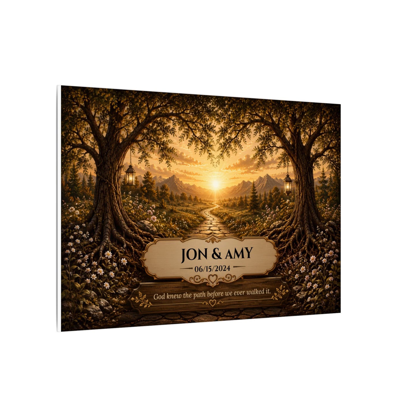 The Path God Wrote for Us | Sunset Golden Path Personalized Canvas