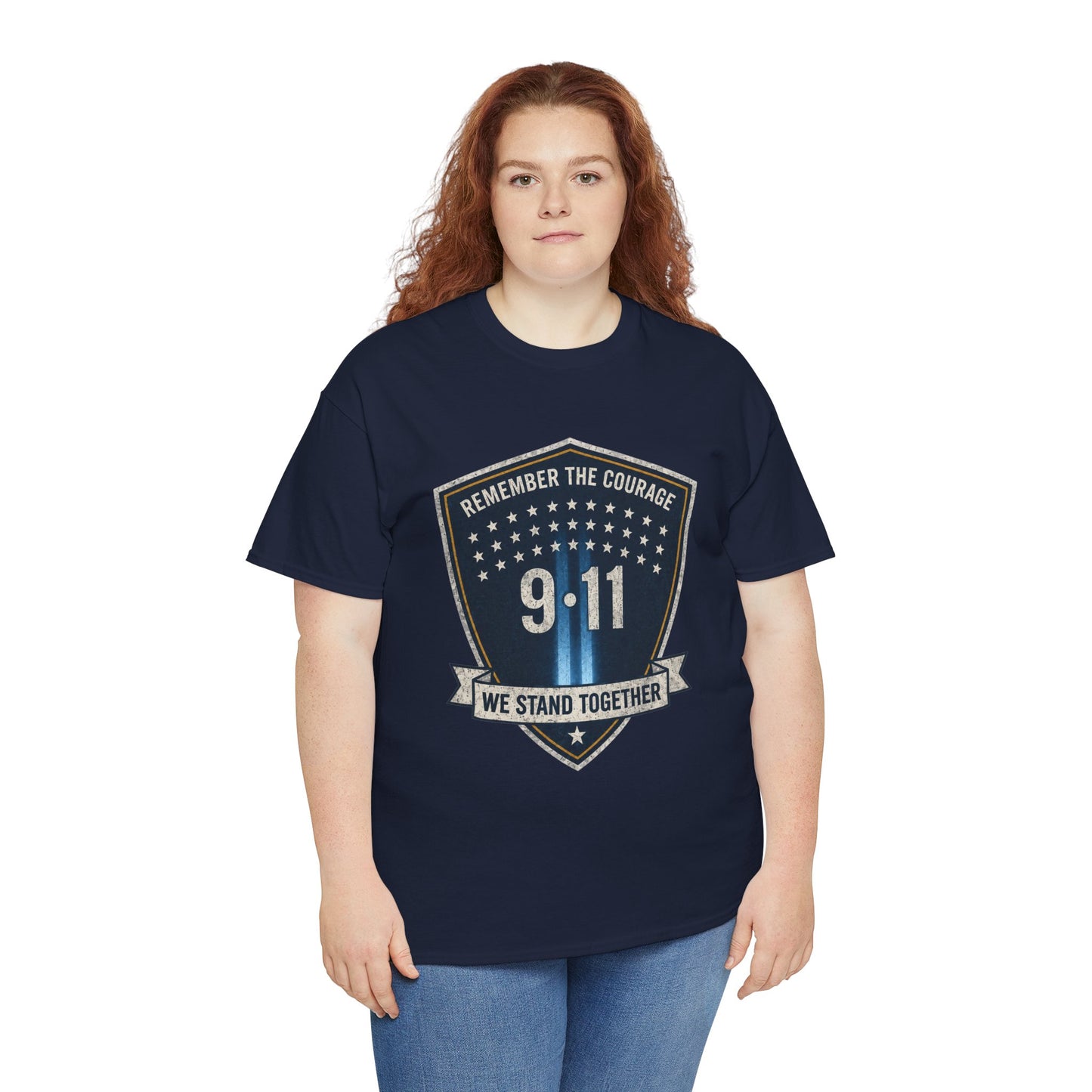 9/11 Remembrance T‑Shirt — "Remember the Courage, We Stand Together"