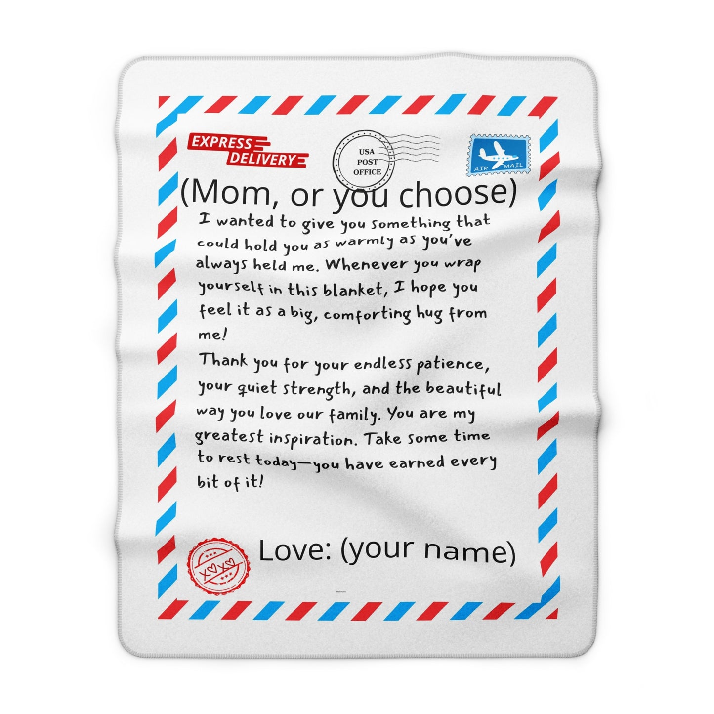 Sherpa Blanket — "Mom, I wanted to give you something" Letter-Style Comfort Throw
