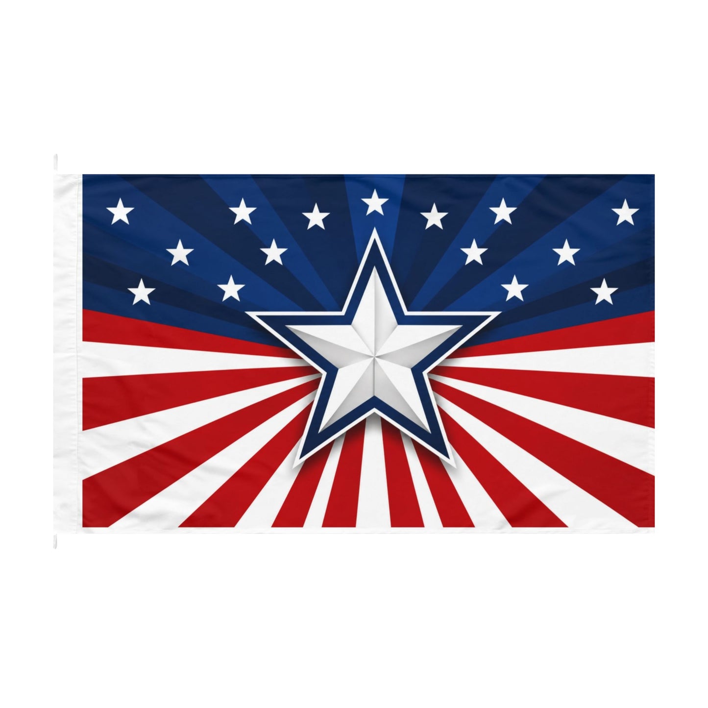 Patriotic Starburst Emblem Double-Sided Flag — Red White Blue Celebration Flag for 4th of July, Memorial Day, Veterans Day