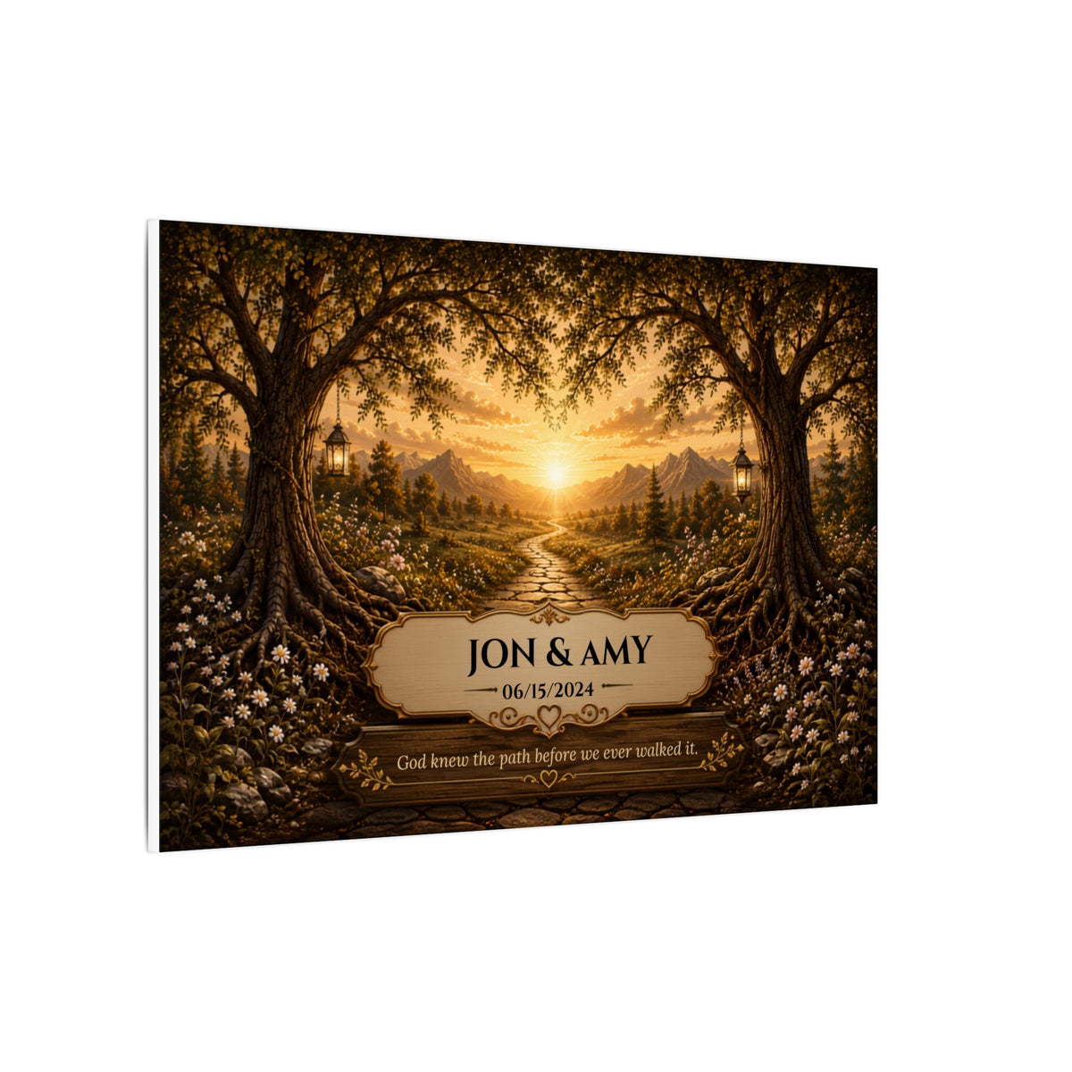The Path God Wrote for Us | Sunset Golden Path Personalized Canvas