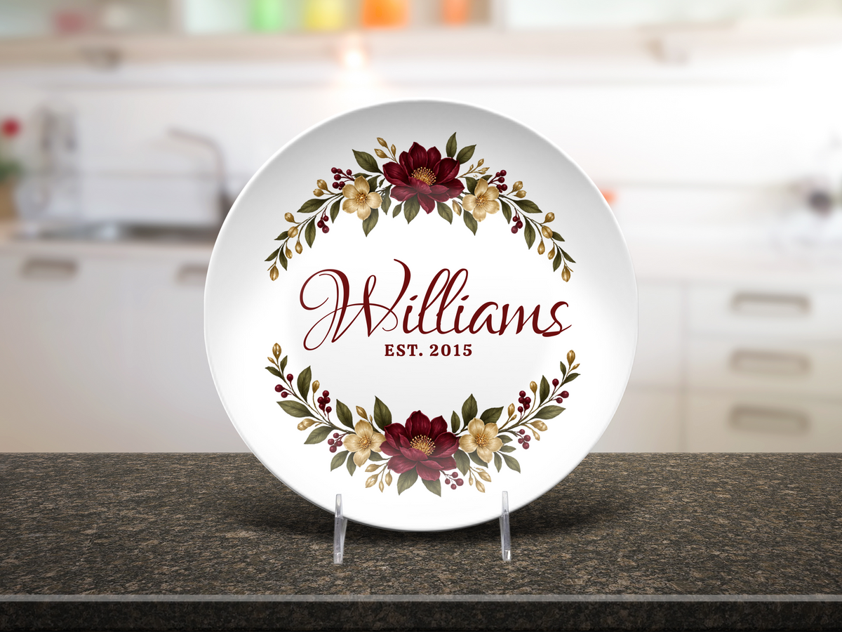 Personalized Script Surname Round Plate