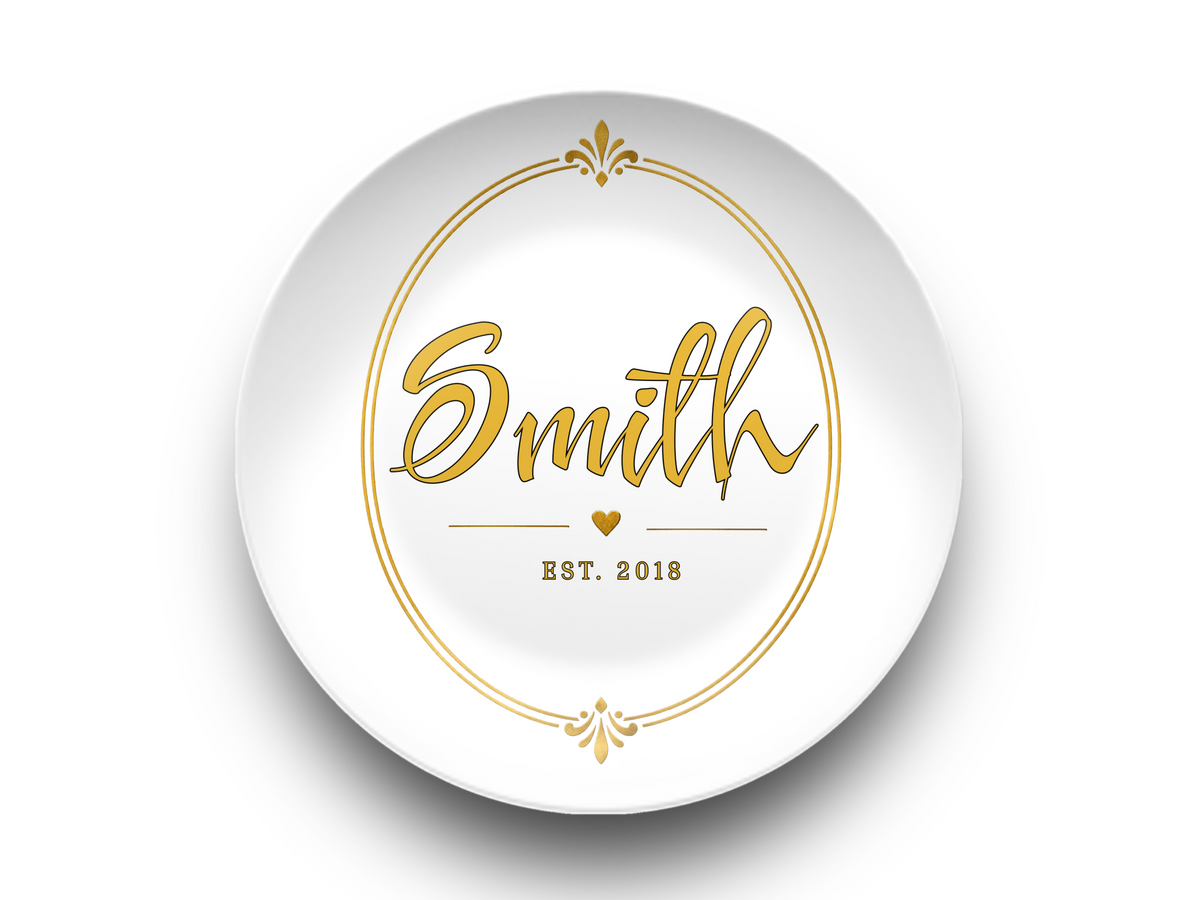 Personalized Script Surname Round Plate