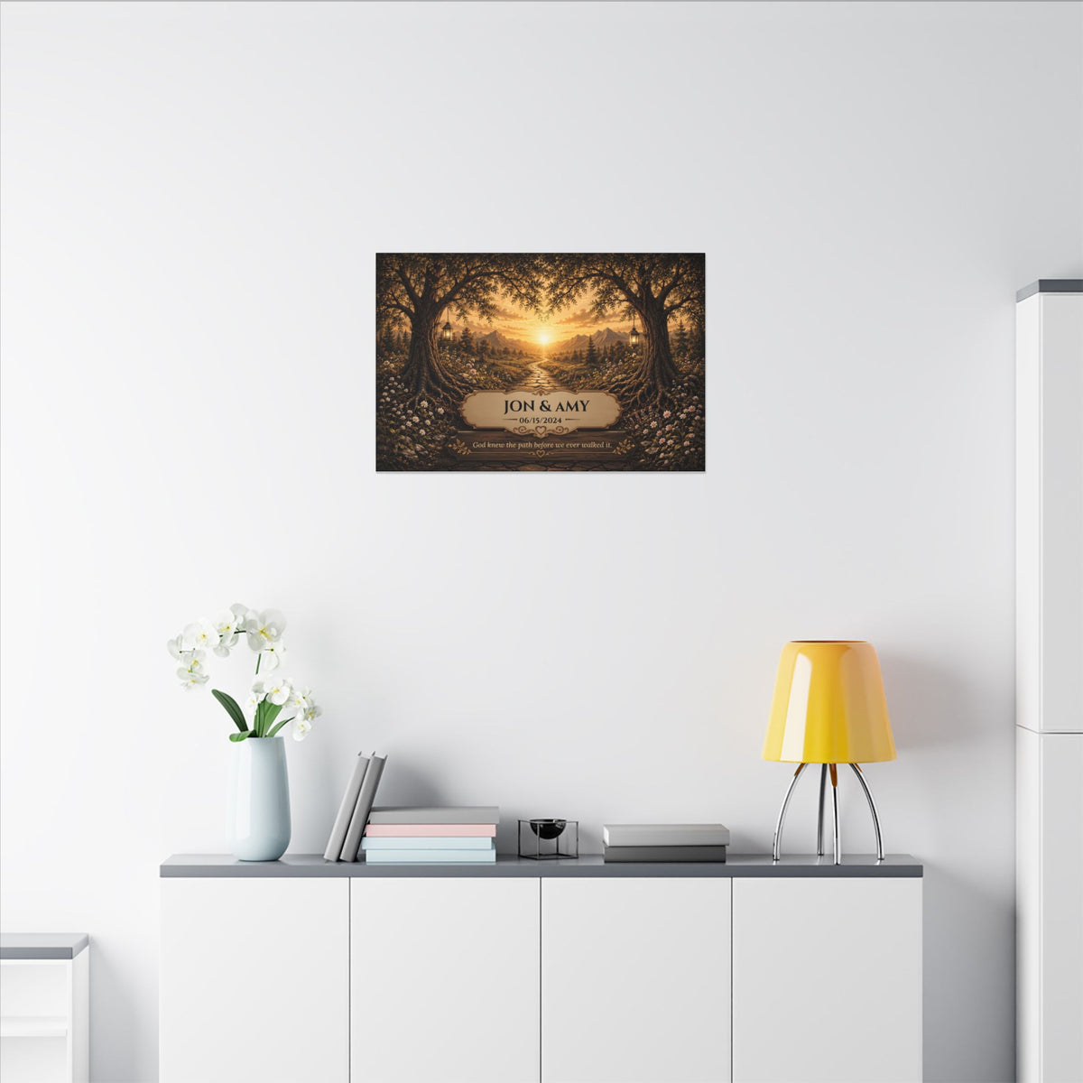 The Path God Wrote for Us | Sunset Golden Path Personalized Canvas