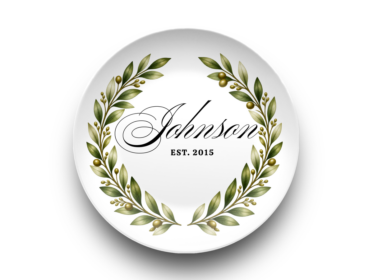 Personalized Script Surname Round Plate