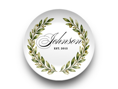 Personalized Script Surname Round Plate