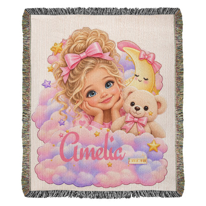 Personalized Woven Name Blanket for Little Girls