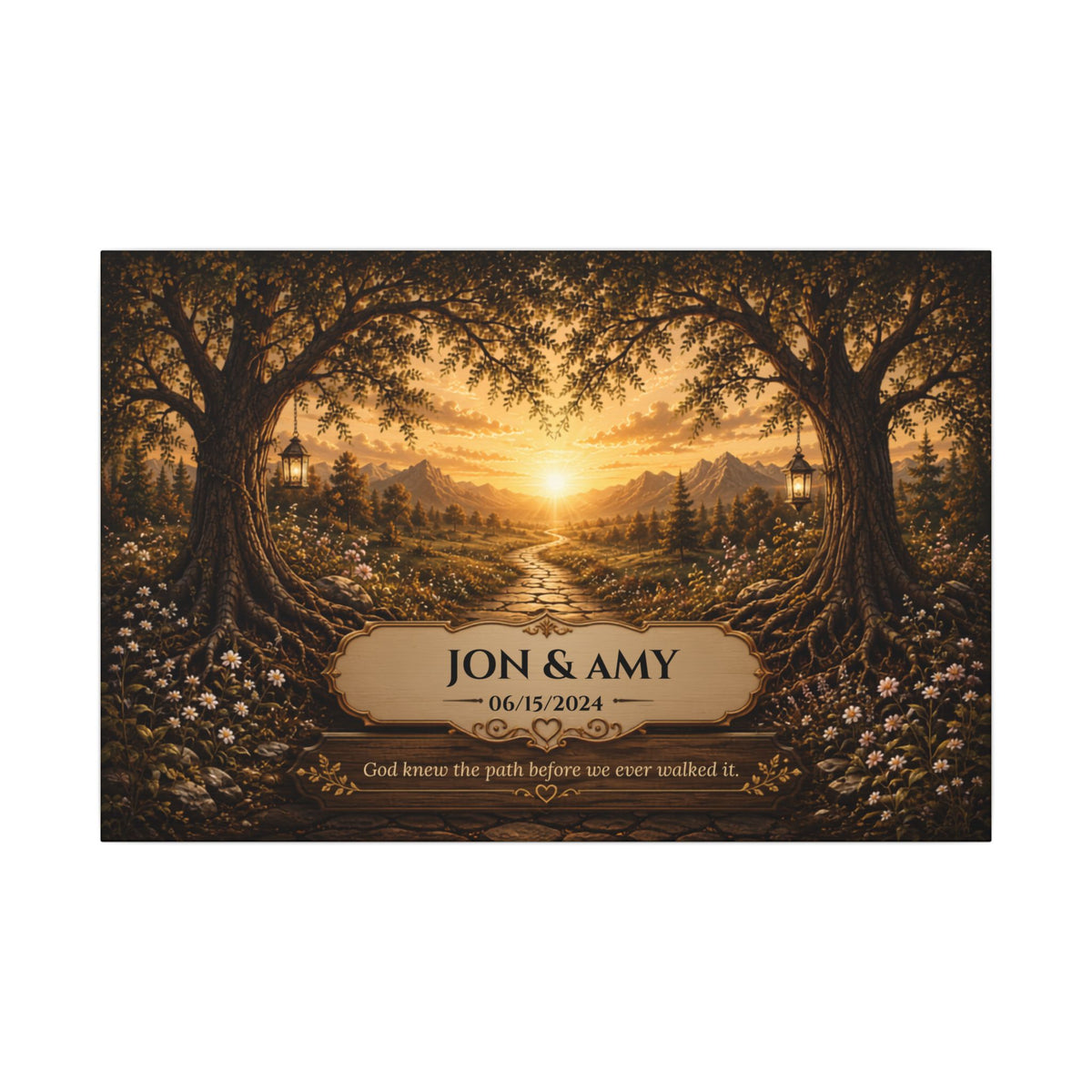 The Path God Wrote for Us | Sunset Golden Path Personalized Canvas