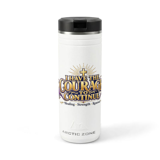 24oz Thermal Straw Tumbler — "I Have The Courage To Continue" Inspirational Faith Travel Mug