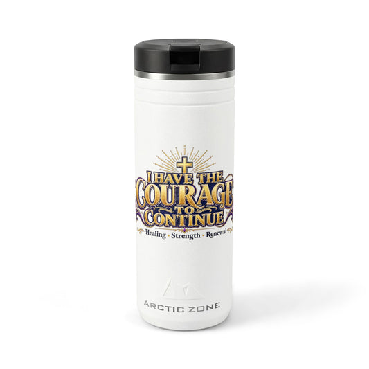 24oz Thermal Straw Tumbler — "I Have The Courage To Continue" Inspirational Faith Travel Mug