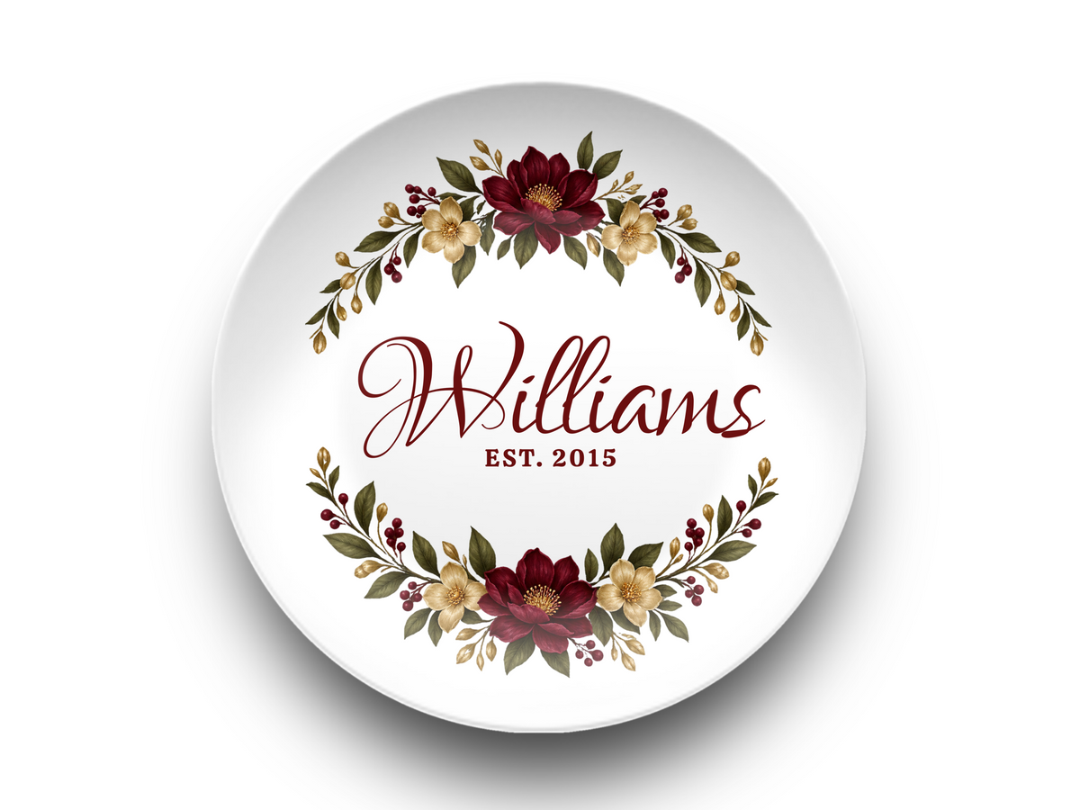 Personalized Script Surname Round Plate