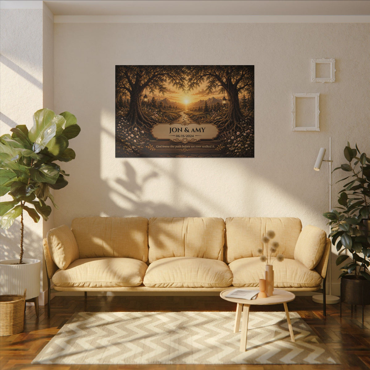 The Path God Wrote for Us | Sunset Golden Path Personalized Canvas