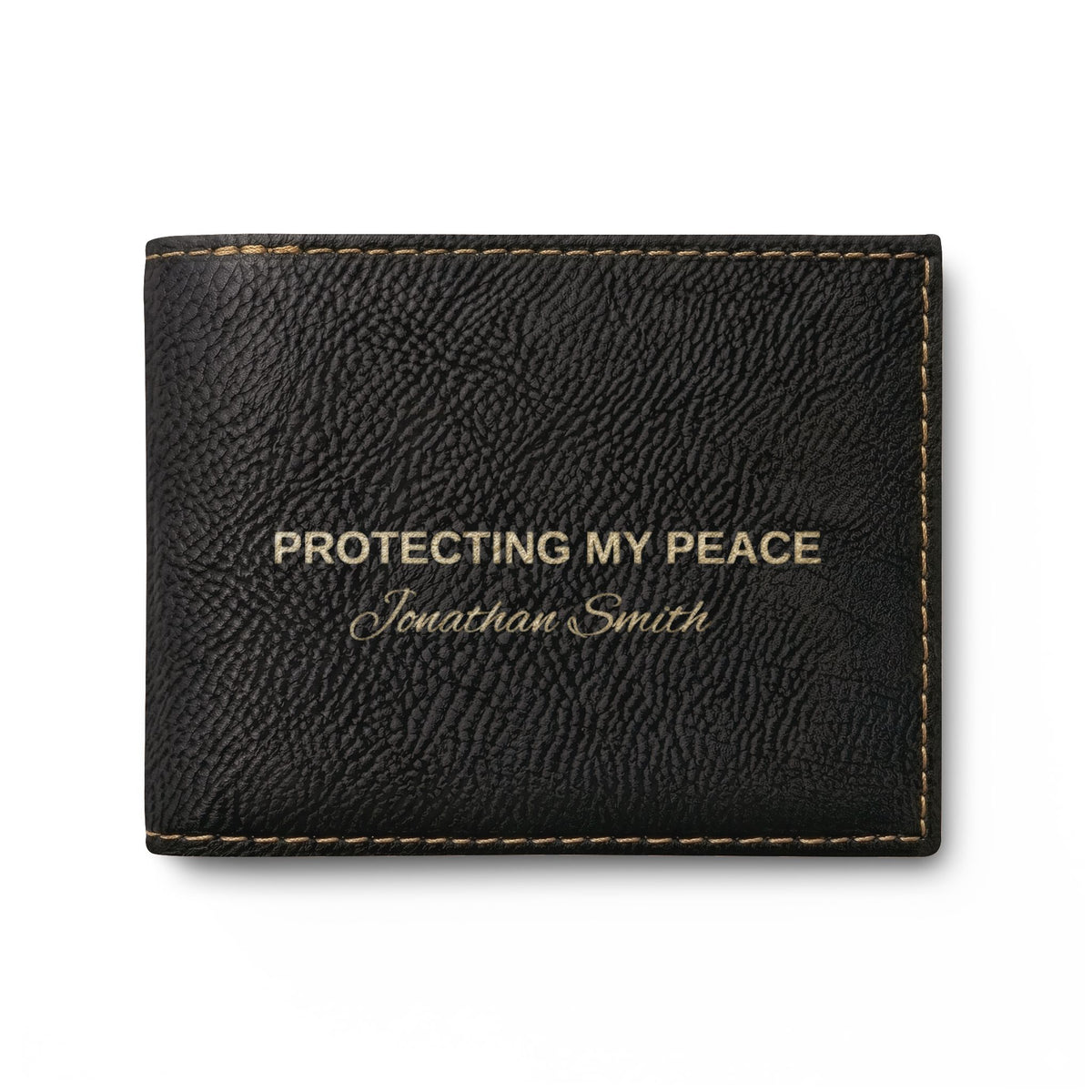 Protecting My Peace Personalized RFID Wallet for Him | Engraved Men's Bifold Gift