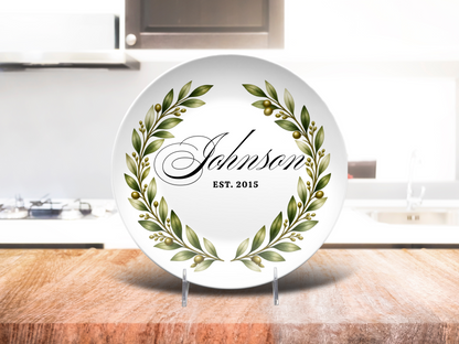 Personalized Script Surname Round Plate