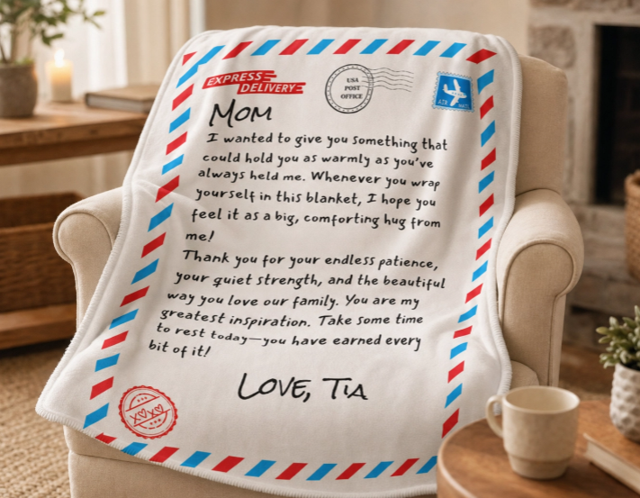Sherpa Blanket — "Mom, I wanted to give you something" Letter-Style Comfort Throw