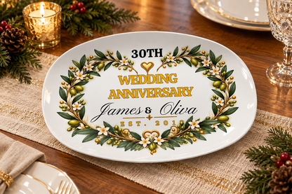 Anniversary platter on a dining table
