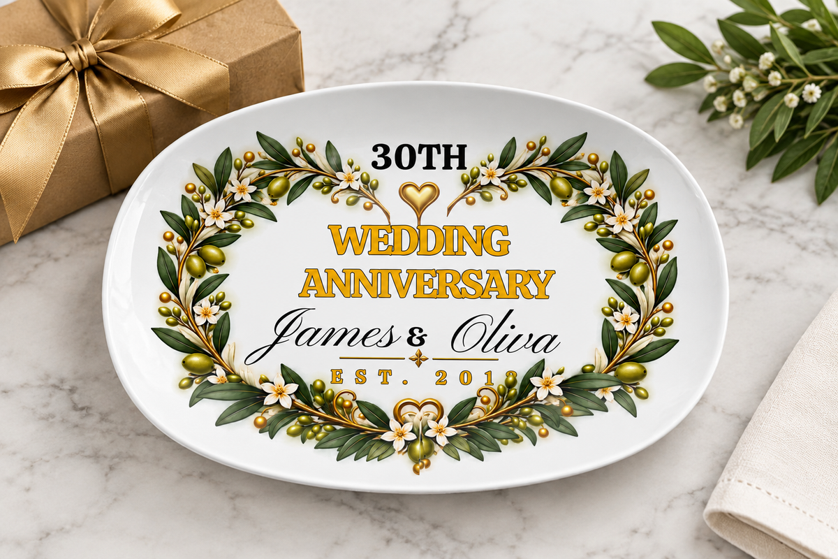 Anniversary platter styled as a gift
