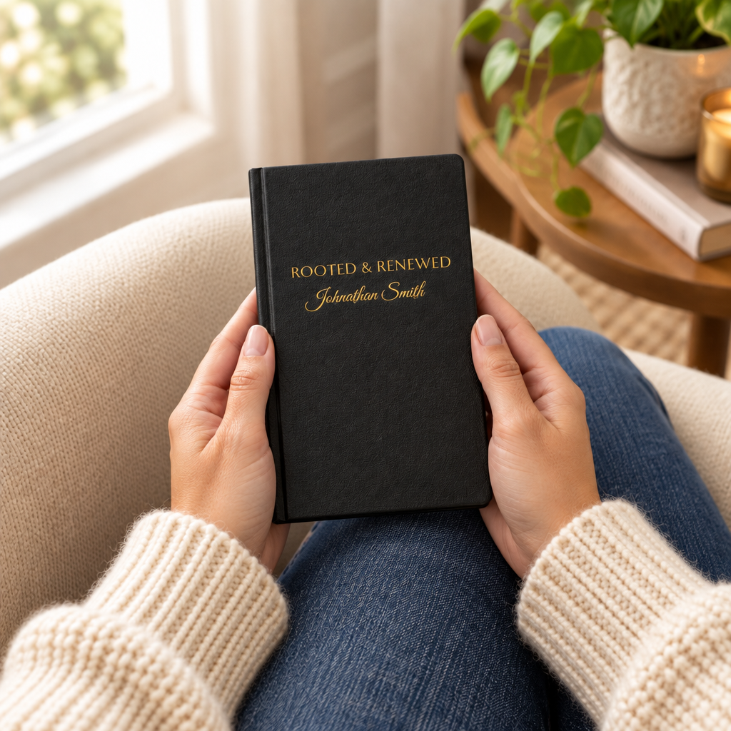 Compact journal held in hands