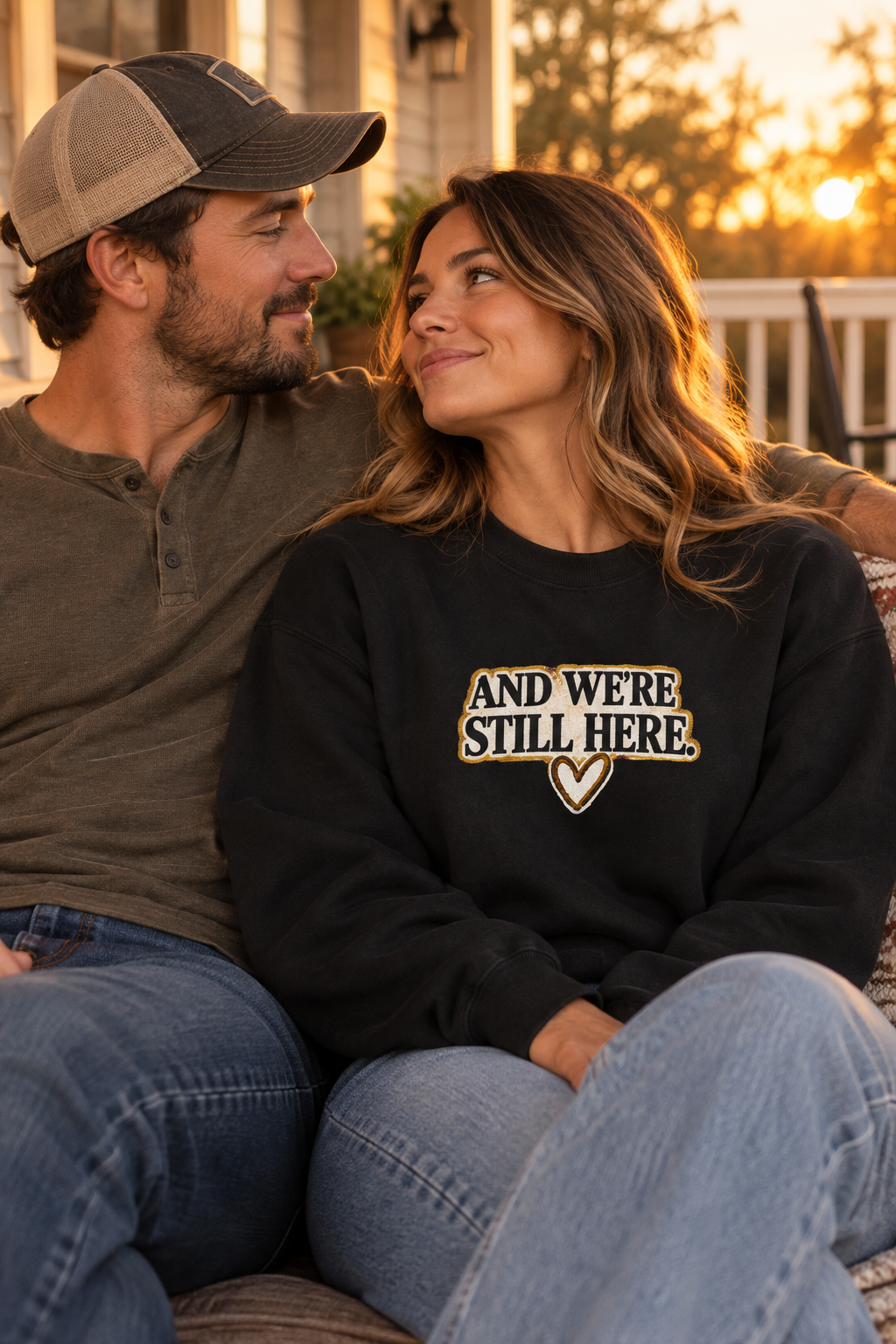 Couple together on a porch