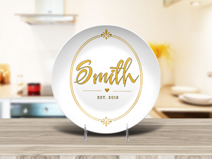 Personalized Script Surname Round Plate