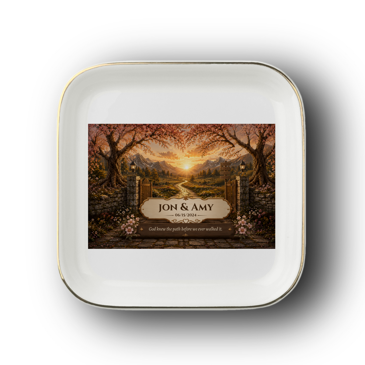 Personalized Jewelry Dish | Golden Path with Gate