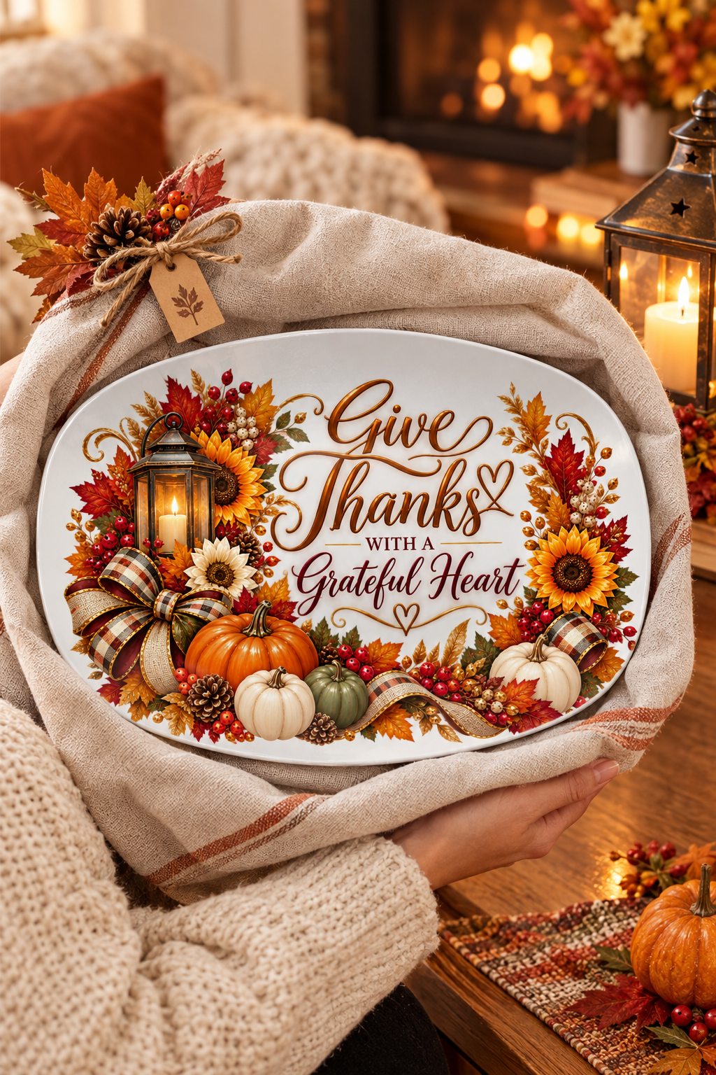Festive Lantern Platter vertical gifting shot
