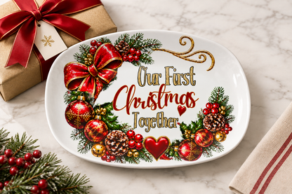 First Christmas platter styled as a gift