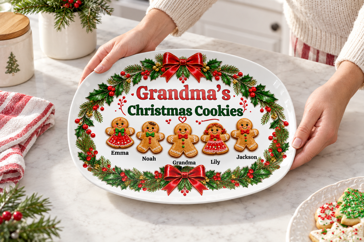 Grandma’s Cookies platter in a kitchen