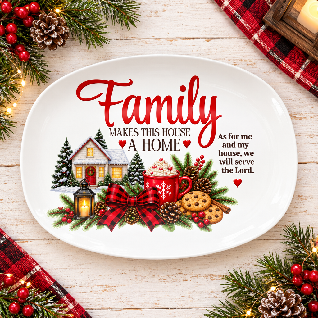 Family Makes This House a Home Christmas Platter square social shot