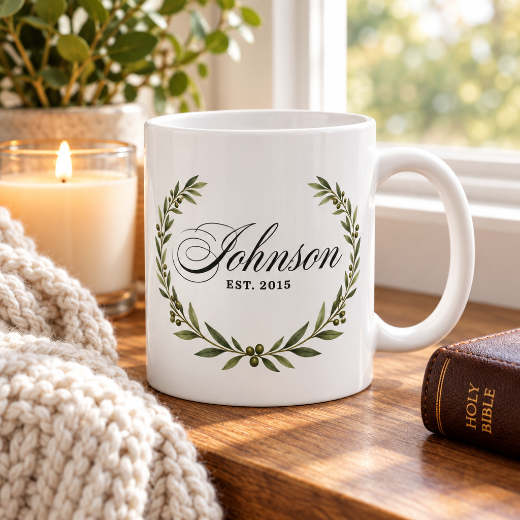 Johnson mug on a windowsill