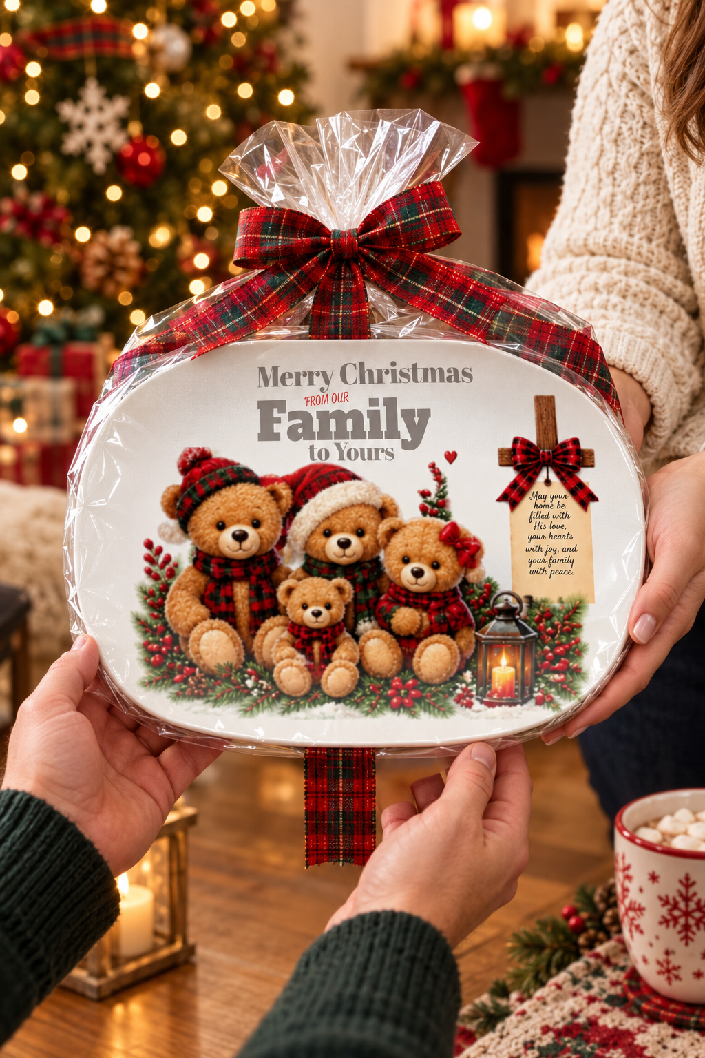 Merry Christmas Platter vertical gifting shot