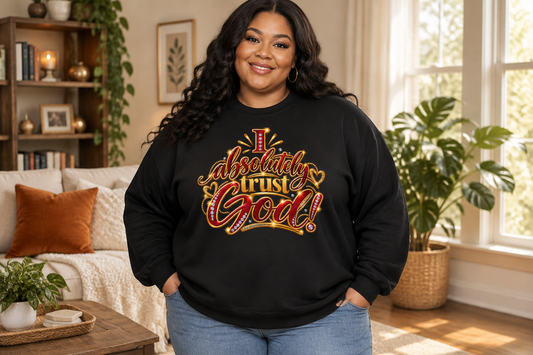 Plus-size sweatshirt in a warm indoor setting