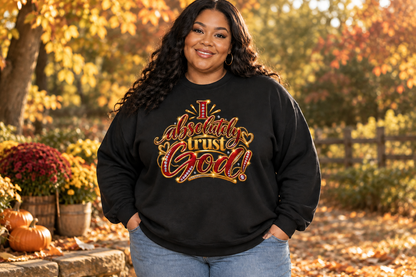 Same model wearing the sweatshirt outdoors