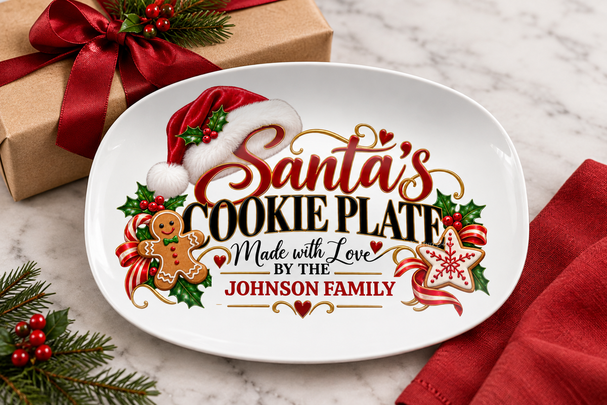 Santa’s Cookie platter styled as a gift