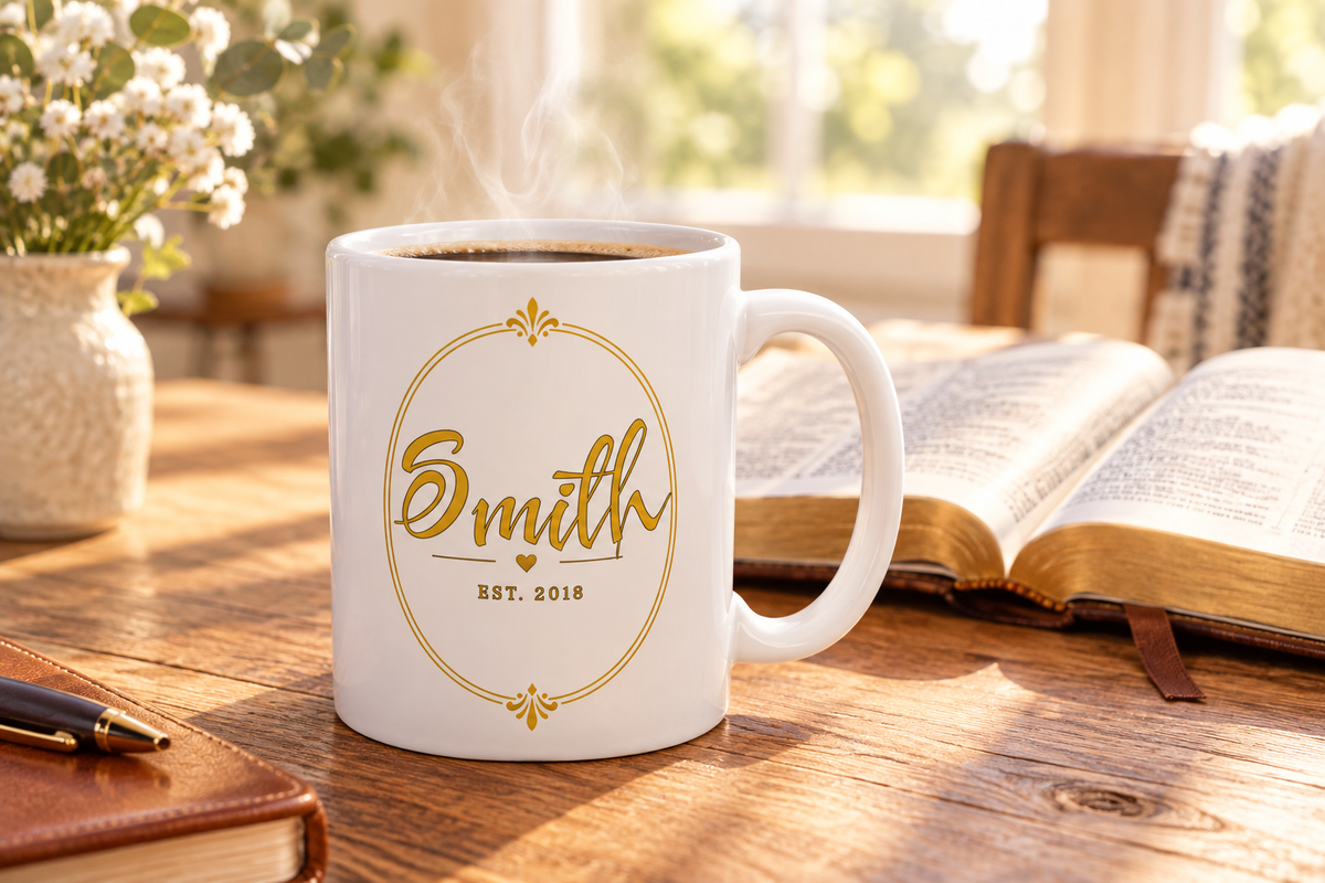 Smith mug at breakfast