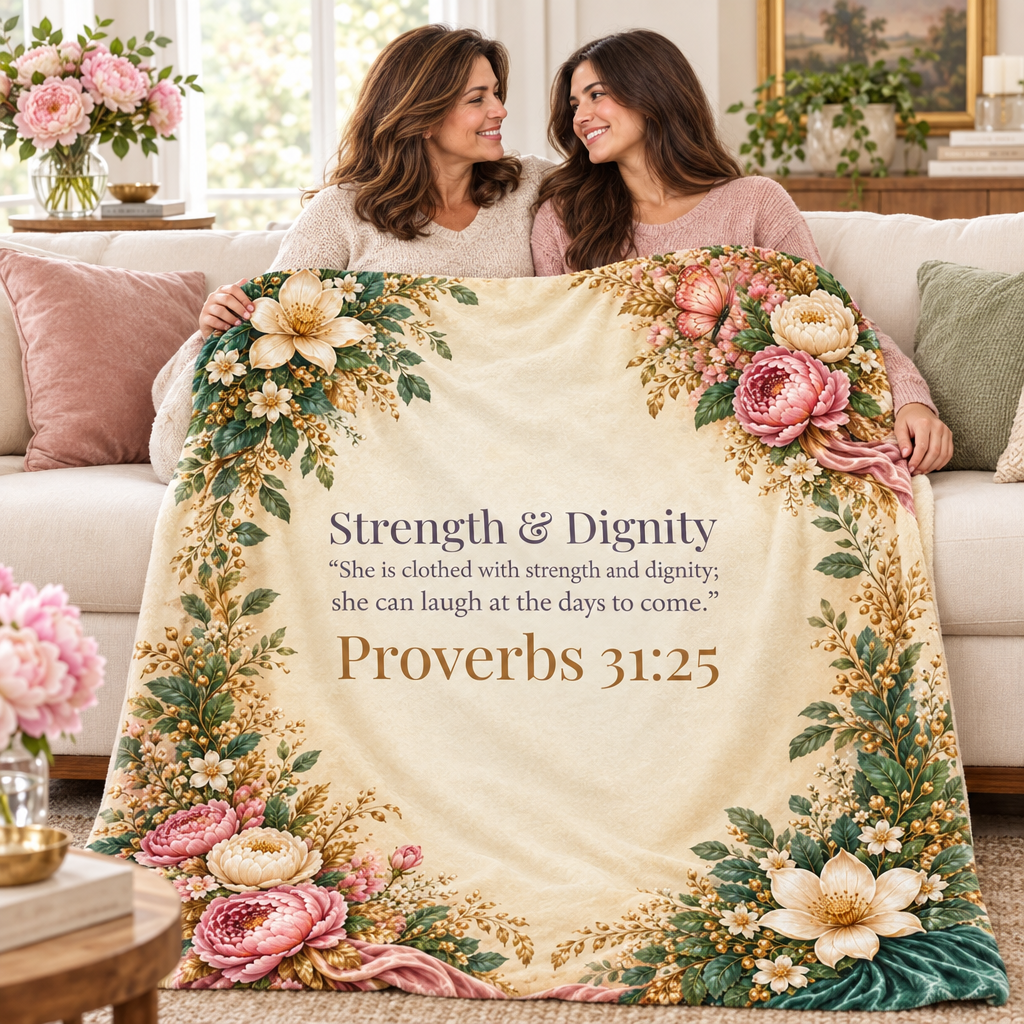 Strength & Dignity blanket shared by a mother and adult daughter