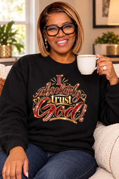 Sweatshirt lifestyle image in a cozy living room