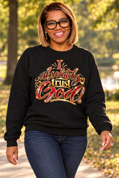 Sweatshirt lifestyle image in a leafy park